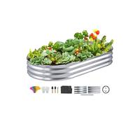 VEVOR Jardinière 182,5x92,5x28 cm Lit de Jardin Surélevé en Métal Galvanisé Bac de Plantation avec Base Ouverte pour Cultiver Fleurs Végétaux Herbes Plantes Grasses Jardin Terrasse Patio Balcon Argent