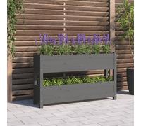 Jardinière Lit Surélevé Bac à Fleurs Jardin Gris Bois Massif de Pin vidaXL
