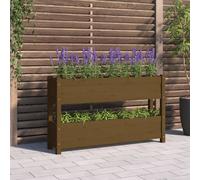 Vidaxl Jardinière Marron Miel 112x25x66 Cm Bois Massif De Pin