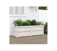vidaXL Jardinière Lit surélevé 150x50x50 cm Bois massif de pin Blanc