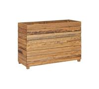 Jardinière lit surélevé plantes fleurs jardin 100 x 40 x 72 cm bois de teck recyclé et acier 02_0000897