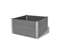 Jardinière lit surélevé plantes fleurs jardin WPC 100 x 100 x 54 cm gris 02_0001235