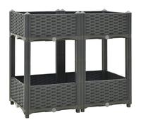 Jardinière lit surélevé plantes fleurs jardin80 x 40 x 71 cm polypropylène gris foncé 02_0000948