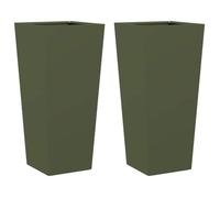 Jardinière Lot de 2 bac à fleurs - COCO - Acier - Vert - Résistant aux intempéries - 35 x 35 x 75 cm 111xoi72e