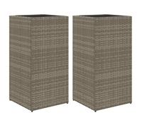 Jardinière Lot de 2 bac à fleurs - COCO - Résine tressée - Gris - résistant à la corrosion - 40 x 40 x 80 cm 564wwc29g