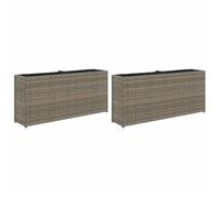 Jardinière Lot de 2 bac à fleurs - COCO - Résine tressée - Gris - résistant à la corrosion - 90 x 20 x 40 cm 467mur32j