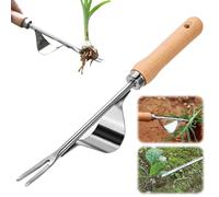Jardinière Manuelle, Désherbeur Manuel, Outils Jardinage Outil Gouge de Désherbage en Acier Inoxydable, Avec Poignée Bois Pelle, Arrache Mauvaise Herbe Désherbeur de Mauvaises Herbes (1pcs)