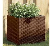 vidaXL Jardinière en résine tressée Marron 36x30x32 cm – Bac à fleurs et à tomates extérieur