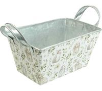 Jardinière Métal Déco Blanc Lapin de printemps 20×12,5×10cm
