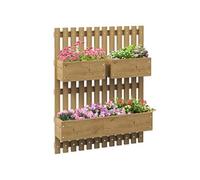 Outsunny Jardinière Murale Potager avec 3 bacs en Bois Massif Amovibles, Tissu Non tissé, 60 x 16 x 80 cm, carbonisé