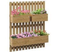 Outsunny Jardinière Murale Potager avec 3 bacs en Bois Massif Amovibles, Tissu Non tissé, 60 x 16 x 80 cm, carbonisé