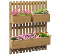 Jardinière Murale Avec Treillis - Lot De 3 Jardinières Murales - Dim. 60l X 16l X 80h Cm - Bois De Sapin Pré-Huilé