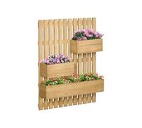Jardinière Outsunny Jardinière murale avec treillis - lot de 3 jardinières murales - dim. 60L x 16l x 80H cm - bois sapin pré-huilé