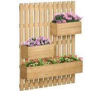 Jardinière murale avec treillis - lot de 3 jardinières murales - dim. 60L x 16l x 80H cm - bois sapin pré-huilé Beige G