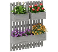 Jardinière murale - Outsunny - avec 3 bacs en bois massif amovibles, tissu non tissé - 60 x 16 x 80 cm - gris