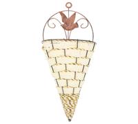 Jardinière Murale Suspendue En Rotin Et Fer ¿ Panier Décoratif En Osier Pour Plantes D'intérieur Et D'extérieur ¿ Blanc, 15 X 10 X 30 Cm