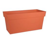 Jardinière Muret à réserve d'eau avec roulettes - EDA - Toscane - 74 L - 79 x 35 x H.39 cm - Orange Terre Battue