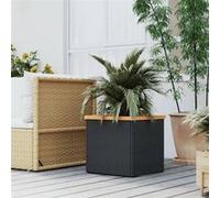 vidaXL Jardinière Noir 40x40x40 cm résine tressée, lit surélevé, bac à Fleurs, Support de jardinière, Pot de Jardin, Pot de Fleurs, Support de Plantes