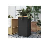 vidaXL Jardinière Noir 40x40x80 cm résine tressée, lit surélevé, bac à Fleurs, Support de jardinière, Pot de Jardin, Pot de Fleurs, Support de Plantes