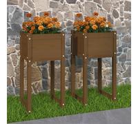 Vidaxl Jardinières 2 Pcs Noir 40x40x81 Cm Bois Massif De Pin