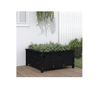 Jardinière noir 82,5x82,5x39 cm bois massif de pin 825300