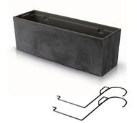 Jardinière - Noname - 19 L - Plastique - Anthracite - Aspect Béton - H 19,5 Cm Multicolore