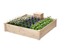 Outsunny Jardinière en Bois, carré Potager extérieur Bois avec bac à Compost, Design à Fond Ouvert, bac à Fleurs pour légumes Fleurs dans Jardin terrasse Patio, 123 x 123 x 25,5 cm, Bois Naturel