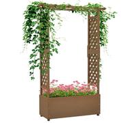 Jardinière - Outsunny - avec treillis et arche - trou de drainage - pour plante grimpante - bois massif - 112 x 41 x 180 cm, marron