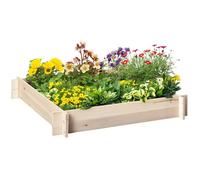 Jardinière - Outsunny - design sans fond - facile à assembler - pour légumes, herbes, fleurs - en bois massif - bois naturel