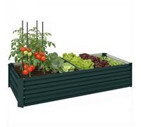 Jardinière - Outsunny - rectangulaire - en acier galvanisé - avec bordure de sécurité et fond ouvert - 150 x 70 x 30 cm - vert