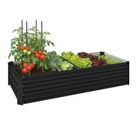 Outsunny Jardinière rectangulaire Potager de Jardin bac à Fleurs en Acier avec Bordure de sécurité et Fond Ouvert dim. 150L x 70l x 30H cm Gris foncé
