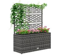 Jardinière Outsunny Résine tressée imitation rotin 84x30x107cm Gris clair