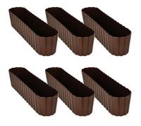 Jardinière - Ovale 60 cm - Marron rustique - Plastique - Lot de 6 (balcon/terrasse)