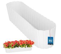 KOTARBAU® Jardinière Exterieur - Plastique - 60 x 14 x 13cm - Blanc - Pot De Fleur Exterieur - Jardiniere Balcon - Rustique - Rectangulaire - Grand Cache-Pot