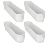 Jardinière - Ovale - 60x14x13 cm - Blanc rustique - Lot de 4