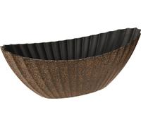 Jardinière ovale avec rainures Anthracite Or 36cm Coupe Déco