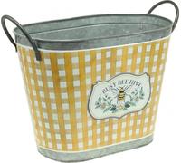 Jardinière ovale motif abeille métal jardinière été déco vintage cache anse 38x24x29cm
