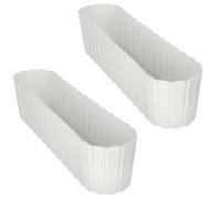 Jardinière ovale pour balcon terrasse rustique blanche 60 cm 2 pièces