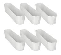 Jardinière - Ovale rustique pour balcon - 60 cm - Blanc - Lot de 6