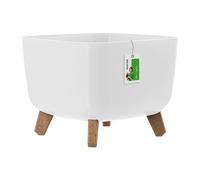 Prosperplast Gracia Square Pot de Fleurs avec Pieds Amovibles avec Insert pour l'intérieur et l'extérieur - Pot de Fleurs carré en Plastique résistant aux UV - 39 x 39 x 27 cm - Blanc