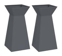 Jardinière pilier - vidaXL - Anthracite - 35x35x73 cm - Lot de 2 - Utilisation en extérieur - Assemblage requis