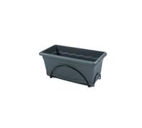 Jardinière PLASTIKEN 40x20cm avec plateau et support balcon - Anthracite