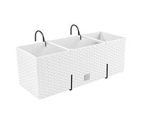 Jardinière, pot à fleurs effet rotin avec support, jardinière de balcon, pot pour plantes, blanc