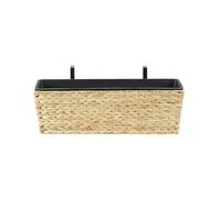 Jardinière Pot de Fleurs Rectangulaire Beige 60 cm de Type Panier en Fibres Naturelles pour Balcon Terrasse ou Jardin Boho et Campagne Beliani