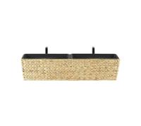 Jardinière Pot de Fleurs Rectangulaire Beige de Type Panier en Fibres Naturelles pour Balcon Terrasse ou Jardin Boho (Bohème) et Campagne Beliani