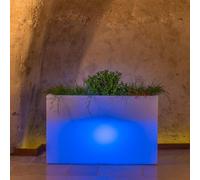 POT DE FLEURS JARDINIÈRE RÉSINE LED TERRASSE RECTANGULAIRE H50 JARDIN MADE ITALY