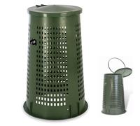 Jardinière poubelle avec couvercle et support de sac - 110 l (vert sans pédale)