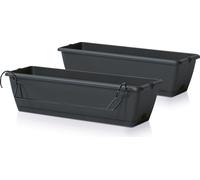 Jardinière pour balcon Garde-corps avec support - 2 pièces / env. 60 cm - Couleur : anthracite (grand / 2er)