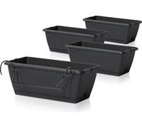 Jardinière pour balcon Garde-corps avec support - 4 pièces / env. 40 cm - Couleur : anthracite (4 pièces)