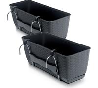 Jardinière RATOLLA pour balcon Garde-corps Rotin - 2 pièces / env. 40 cm - Couleur : anthracite (petit / 2 pièces)